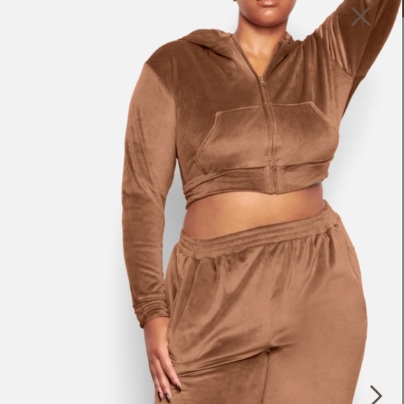 NWT Skims 2pc SET Velour Hoodie and Oversized Velour Jogger Pants in Copper - Picture 2 of 16